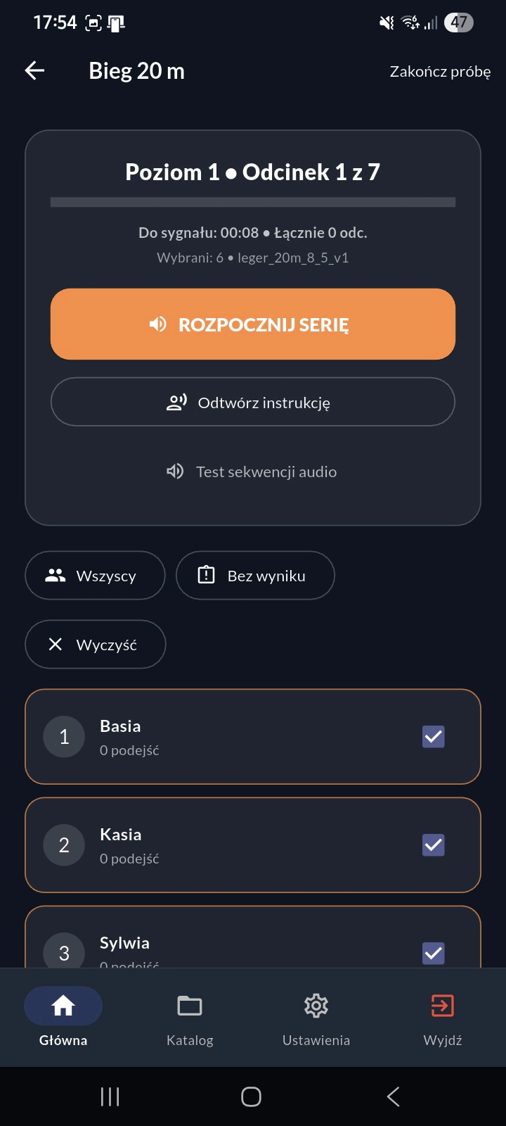 Bieg 20 m